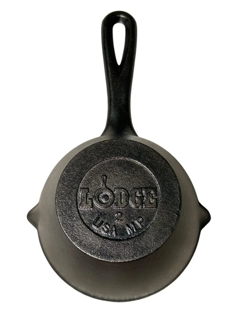 Lodge Cast Iron Melting Pot #2 USA MP Handle 2 Pour Spouts Collectible Seasoned